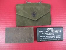 WWII US Army M1942 First Aid Kit Canvas Pouch w/Carlisle Bandage - Dated 1944 #1 picture