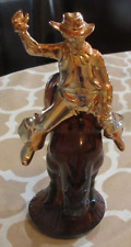 Avon Bucking Bronco and Cowboy Amber Bottle VGC  picture