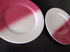 2 Vintage SHENANGO CHINA RESTAURANT WARE AIRBRUSHED PLATES RED WHITE  HOTEL picture