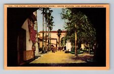 Los Angeles CA-California, Outdoor Waiting Rm Union Station Vintage Postcard picture