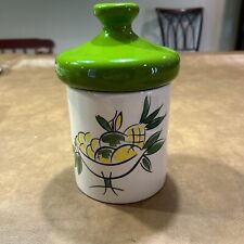 Vintage 1 Holiday Designs Ceramic Kitchen 10.5 Inches Tall. Green Lid picture
