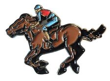 Racehorse & Jockey Horse Racing Riding Thoroughbred Equestrian Enamel Badge NEW picture