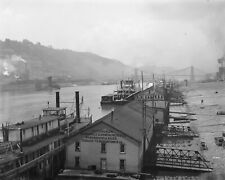 Pittsburgh, PA, Monongahela River, Early 1900's,Boats, New Reproduction Picture picture