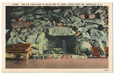 Big Fire Place at Grove Park Inn-Asheville, North Carolina NC-1930s postcard picture