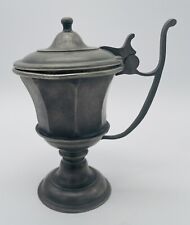 Vintage Pewter Footed Cup With Hinged Lid 7.25