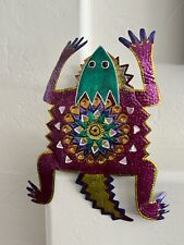 Vintage Mexican Folk Art Lizard  Candle Holder Punched Tin picture