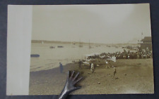 RPPC Crowd watches Biplane on Beach, Early Aviation, Aircraft, 1904-1918 picture