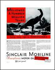 1930 Devonian Dinosaur art Sinclair Mobiline Pennsylvania vintage print ad XL14 picture
