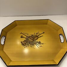 Vintage Handpainted  Nascho Metal Tray Musical Instrument Floral Serving Tray picture