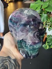 4.24Lb Polished Fluorite Skull Hand Carved Crystal Skull  picture