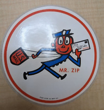 VINTAGE 1963 MR. ZIP U.S. POST OFFICE DECAL POD SIGN 53 POSTAL SERVICE CODE picture