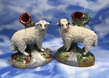 Antique Wiltshaw & Robinson Staffordshire Sheep Spill Vases #108 GUC picture