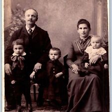 c1880s Somerville, MA Nice Family w/ Children Boys Cute Cabinet Card Photo B19 picture