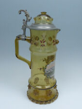 Rare Large Theresienthal Enameled Antique 1888 Bohemian Glass Stein Tankard picture