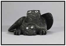 ✔️ Inuit Joanasie Manning (1967-) E7-1949 Cape Dorset Two Owls, Stone Carving picture