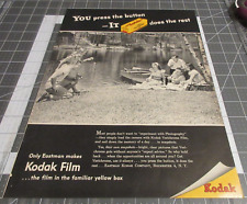 1947 Kodak Film, you press the button It does the Rest, Lake, Vintage Print Ad picture