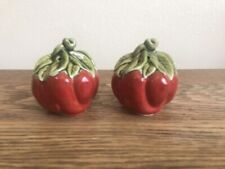 Vintage Ceramic Made in Japan Tomato Salt and Pepper Shakers 3” picture