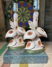 PAIR of Vintage CALLA LILY Chalkware LAMPS ~ 12 1/2