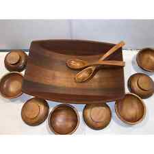 Huge Vintage Wood Bowl 8 Sm Bowls 11 pc Gladmark Of Burbank  Oriental Carvings picture
