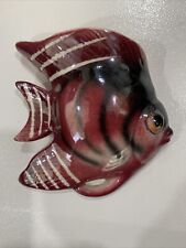 Vintage MCM Ceramic Pottery Shiny Black & Pink Angel Fish Wall Pocket Kitschy 4