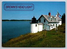 Brown's Head Light Vinalhaven Maine Vintage Unposted Postcard picture