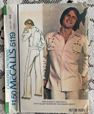 Vintage McCalls 5119 Men's Shirt Pants ELVIS Leisure Suit 1976 Uncut 38 PATTERN picture