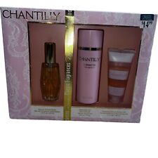 VTG Chantilly Perfume Perfumed Talc Bath Gel  Classic Fragrance Gift Set 90s picture