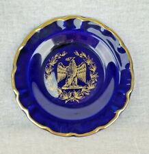 Limoges France Gold Leaf Eagle Veritable Bleu De Four Miniature Collectors Plate picture