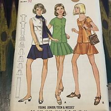 Vintage 1960s Butterick 5553 Mod Top + Pleated Skirt Sewing Pattern 11/12 UNCUT picture
