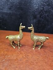 Vintage Pair Of Small Solid Brass Llama Figurines  picture