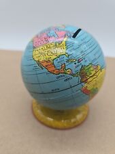 VTG J Chein USA Litho Tin Metal World Map Globe Bank 4