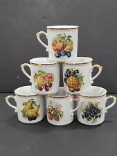 Lovely vintage 6 mugs, with a delightful fruit themed pattern. Czechoslovakia.  picture