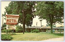 1950s MAPLEWOOD MOTEL GREENSBORO NC NEON SIGN A/C SWIMMING POOL FREE TV POSTCARD picture