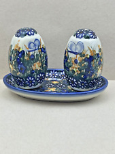 Vintage WR Unikat Polish Oval hand painted Floral scene salt and pepper shakers picture