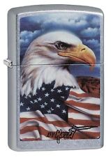 Zippo Mazzi Bald Eagle with Flag Pocket Lighter, Street Chrome, One Size picture