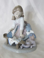 LLADRO #5782 MY CHORES BRAND NEW IN BOX GIRL WITH DOLL SAVE$$ BEAUTIFUL F/SH picture