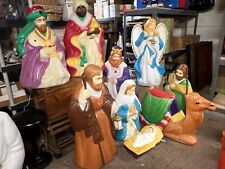 RARE X-LARGE Santa’s BEST 9 Pc Nativity Blow Mold Set In SUPERB CONDITION picture