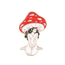 Mushroom Lady Pin - Red Cap - Lovely Mushroom Femme, Quirky Weird Cute Pretty picture