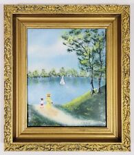 Vintage IMPRESSIONISTIC 20thC American Framed ENAMEL PAINTING on COPPER - CITRON picture