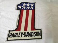 Harley Davidson #1 American Flag Red White Blue Sew On Patch Vintage RARE 6x8” picture