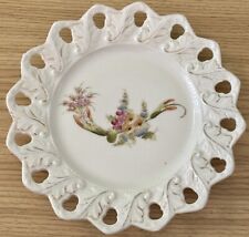 Antique Reticulated Porcelain Decorative Plate 8.25” Floral Theme W/Gold Accents picture