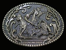 Counting Coup CM Russell Award Design Medals Brass Vintage Belt Buckle picture