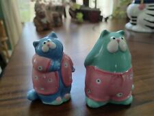 Vintage 1985 Fitz and Floyd Fantasy Fair Cats in Pajamas Salt and Pepper Shakers picture