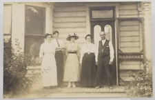 Real Photo Family of Five on House Porch Postcard picture
