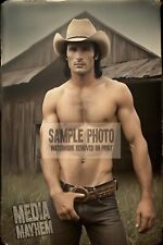 Long Black Haired Young Cowboy Hand on Jeans  Print 4x6 Gay Interest Photo #607 picture