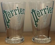 2x Rare Perrier French Water Drink Glass Tumbler Retro Green Martin Szekely picture
