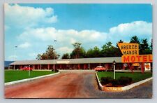 Roadside~Breezewood Pennsylvania~Breeze Manor Motel~PM 1957~Vintage Postcard picture