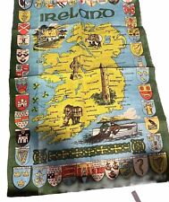 Lovely Irish Ireland Map Souvenir 100% Linen Tea Towel Map of Ireland Landmarks picture