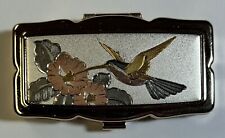 Art of Chokin Hummingbird Pocket Compact w/ Mirror, Westland Japan, Copper Color picture