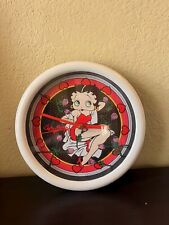 Betty Boop Vintage Clock Red Dress Red Hearts White Outline picture